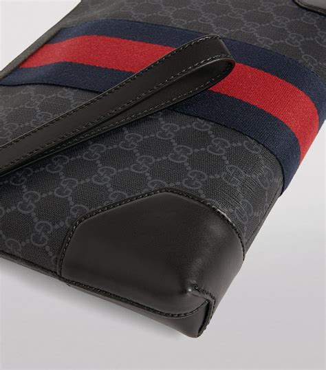 Mens Gucci Black Gg Supreme Web Pouch Harrods Countrycode