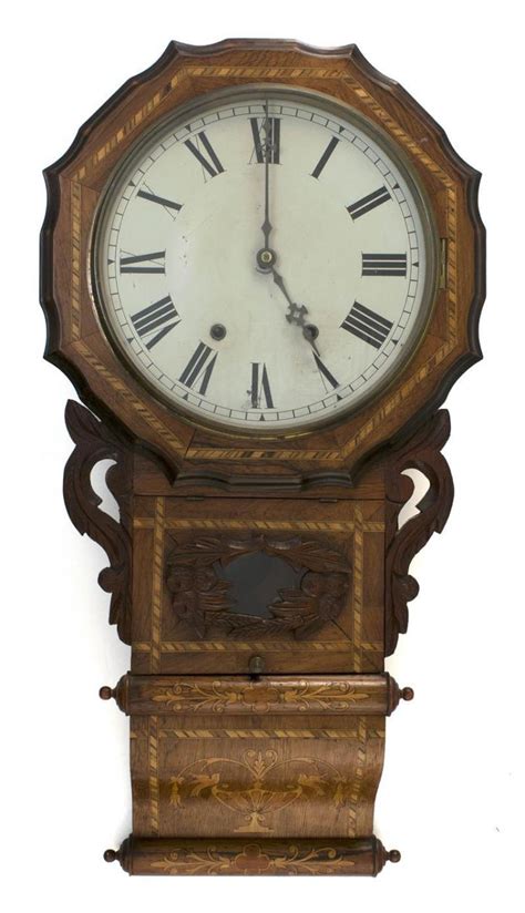 Lot Anglo American Wall Clock Maker Unknown European Style Walnut
