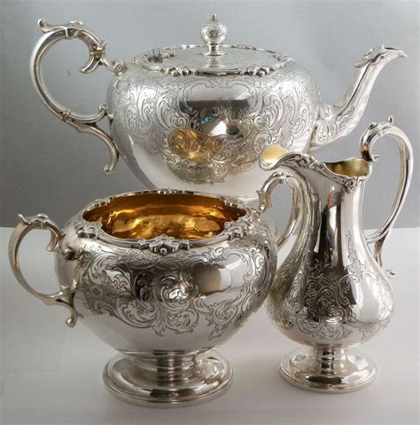 Victorian Scottish Silver 3 Piece Tea Set Edinburgh 1850