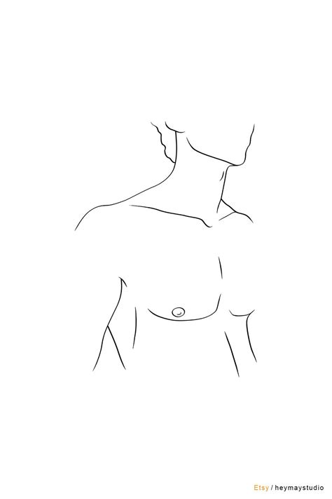 Body Line Art Print Line Sketch Naked Man Line Art Nude Body Art