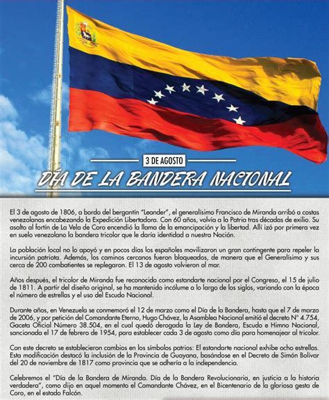 3 De Agosto Día De La Bandera Nacional Venezolana 8 Estrellas De