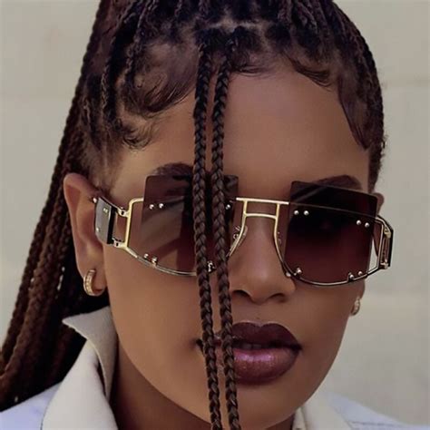 Oversized Transparent Green Brown Sunglasses Women Rihanna Designer