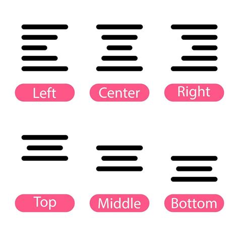 Set Of Text Alignment Icons In Line Style Design Isolated On White