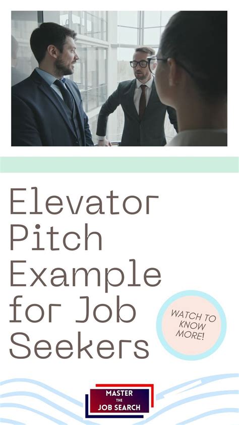 Elevator Pitch Example For Job Seekers Job Hunt Master The Job