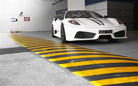 Download Wallpaper 1440x900 Ferrari White Front View Speed Bumps