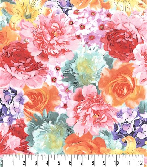 Premium Cotton Fabric Painted Multi Bright Floral Joann