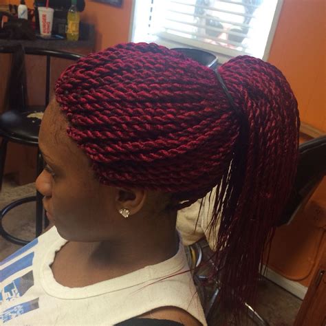 Senegalese Twist With Burgundy Color Burgundy Color