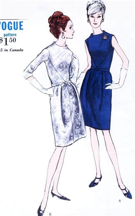 1960s Elegant Day Or Evening Cocktail Dress Pattern Vogue 6680 Two