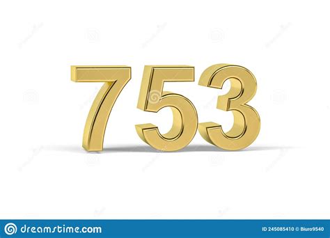 Golden 3d Number 753 Year 753 Isolated On White Background Stock