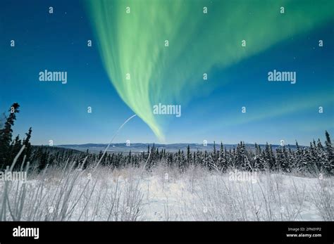 Spring Aurora Over The Hill Stock Photo Alamy