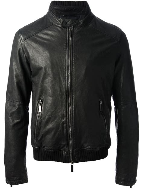 Lyst Emporio Armani Leather Jacket In Black For Men