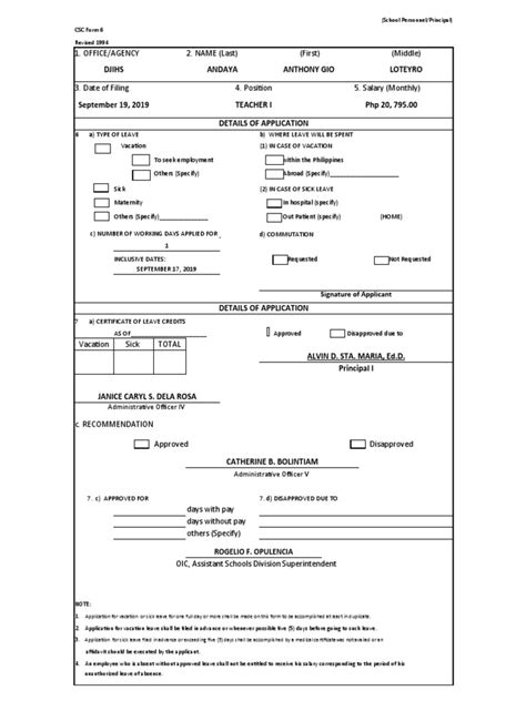 Form 6 Pdf Sick Leave Labor Relations