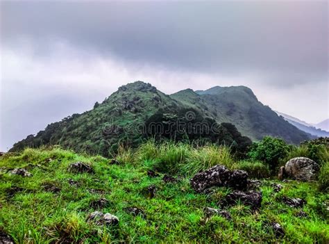 Mountain Slope And Green Meadows In Kerala Stock Photo Image Of Hill
