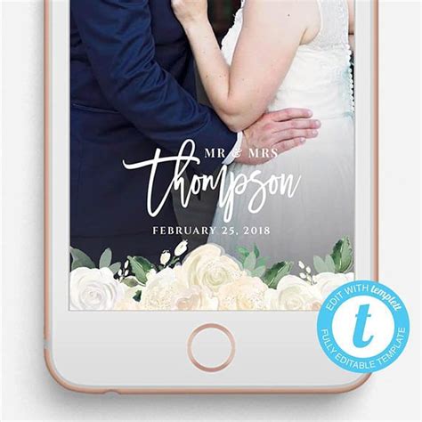 Wedding Snapchat Filter Flowers Etsy Wedding Snapchat Filter