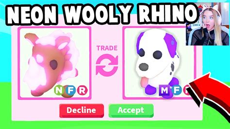 Trading Neon Wooly Rhino In Adopt Me Youtube