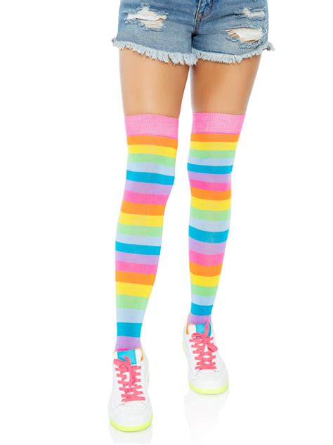 rainbow thigh high stockings women s hosiery leg avenue