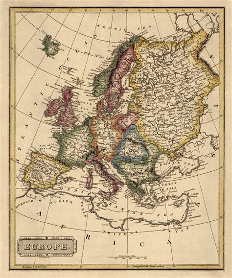 Antique Map Of Europe By Fielding Lucas Circa 1817 Drawing By Blue