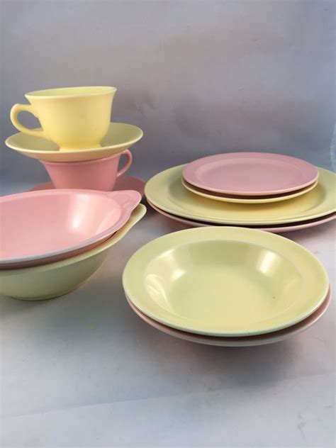 Vintage T S And T Lu Ray Pastels Dishes Set Of 12 1940s