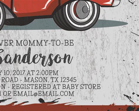 Vintage Red Car Baby Shower Invitations Retro Red Truck Baby Etsy