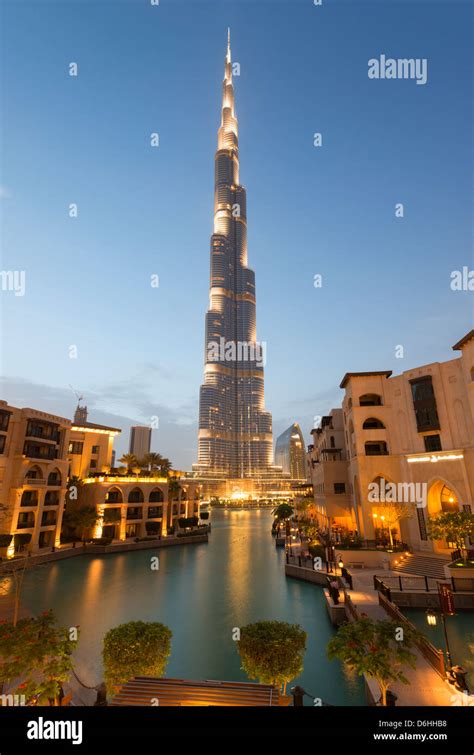 Night View Of Burj Khalifa Tower From Palace Hotel In Dubai United Arab