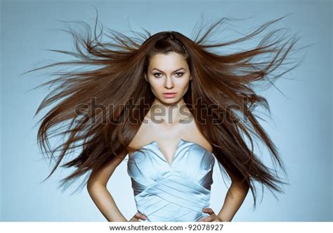 Studio Portrait Woman Flying Hair Stock Photo 92078927 Shutterstock