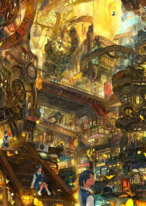 Steampunk City Steampunk City Fantasy Art Landscapes Anime Scenery