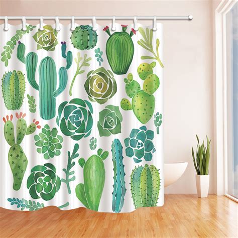 Cactus Shower Curtain Cactus Flower Green Plant Succulents Etsy
