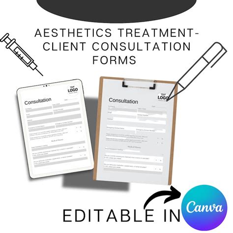 Editable Consultation Form For Aesthetic Practitionersclinics Etsy