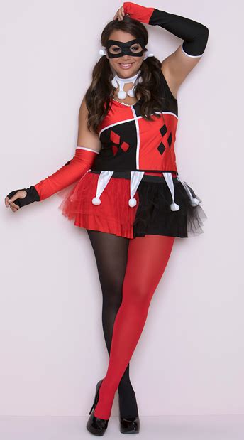 Plus Size Harlequin Jester Costume Plus Sized Sexy Red And Black