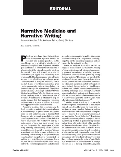 Pdf Narrative Medicine And Narrative Writing