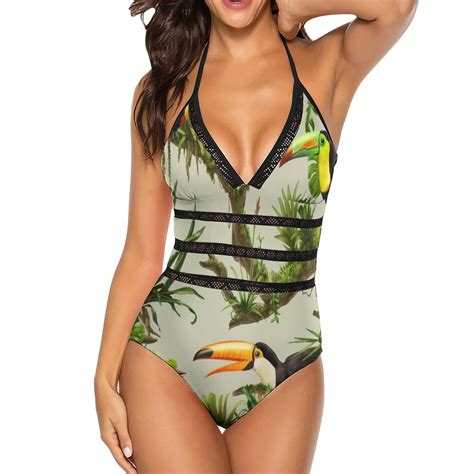 Toucans And Bromeliads Canvas Background Sexy One Shoulder One Piece