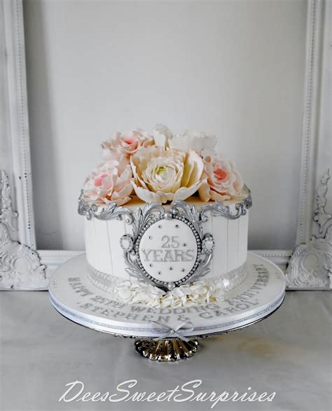 Silver Wedding Anniversary Cake