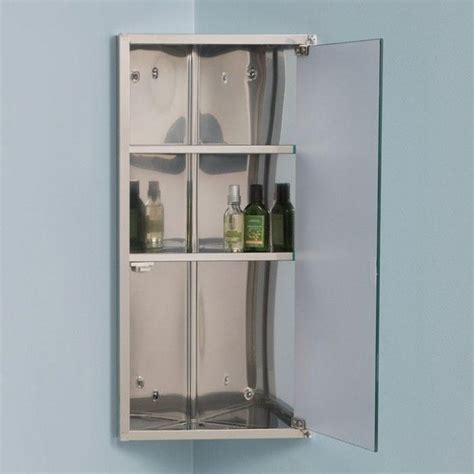 Kugler Stainless Steel Corner Medicine Cabinet With Mirror Bathroom
