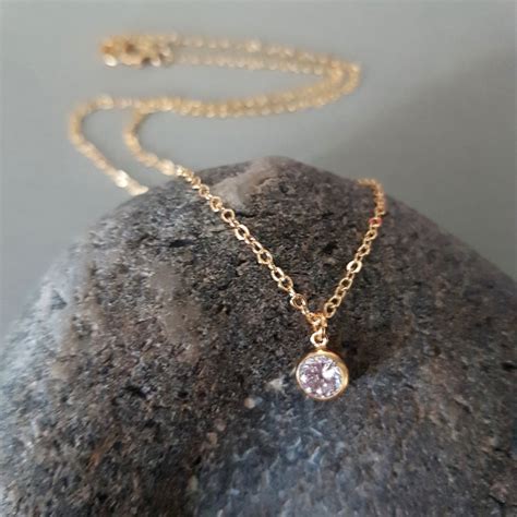 Tiny K Gold Fill Cz Diamond Necklace Choker Clear Cubic Etsy