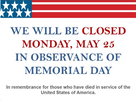 Memorial Day Office Closed Sign Free Download The Best Home School