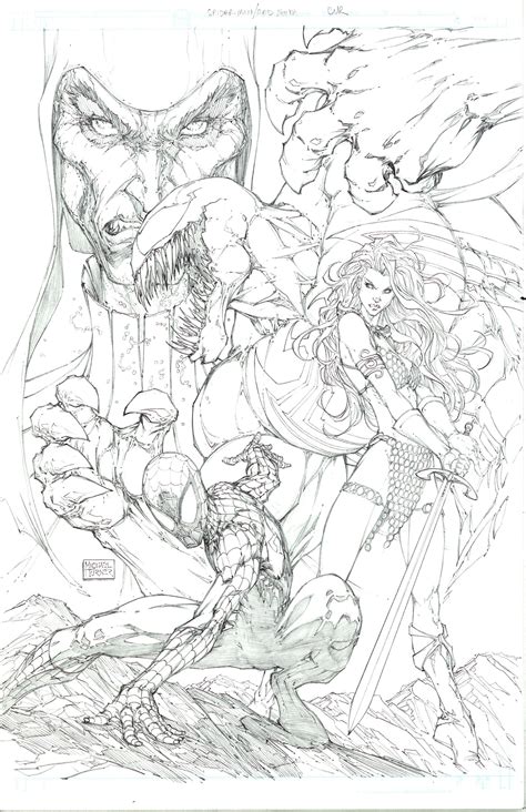 A Pencil Drawing Of Some Characters From Dc Comics