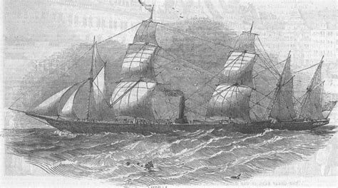 Ships Flying Fish Shortening Sail Tornado Daybreak Antique Print 1846
