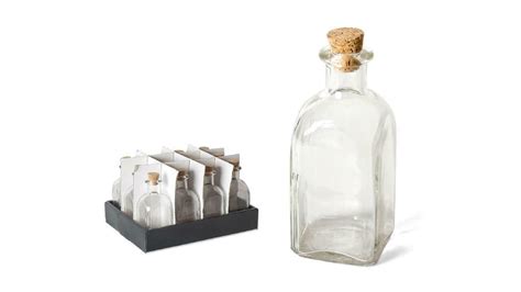 Set Of 12 Small Square Glass Bottles And Cork Clear Perfume Etsy