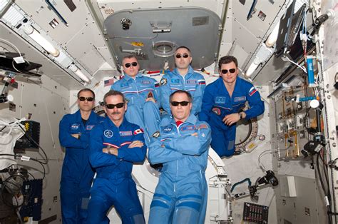 The International Space Stations Expedition 34 Crew Pose For A Team