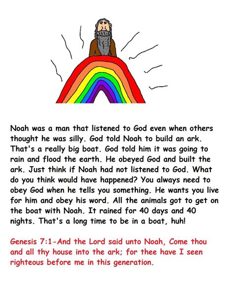 Noah S Ark Printable Story For Kids Tedy Printable Activities