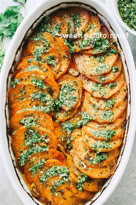 Pesto chicken stuffed sweet potatoes are insanely delicious and easy to make. Sweet Potato Roast with Parsley Pesto | An Easy ...