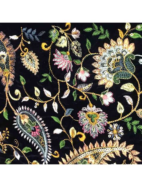 Navy Blue Velvet Fabric With Thread Sequence Embroidery Saroj Fabrics