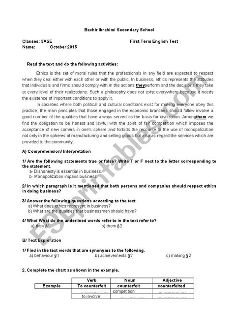 Ethics In Business Esl Worksheet By Batoulchimaa