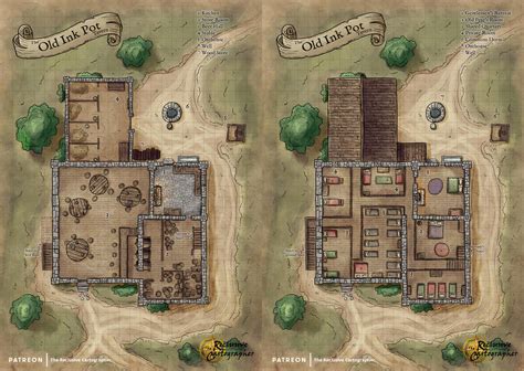 The Old Ink Pot Tavern Battlemaps Fantasy City Map Tabletop Rpg