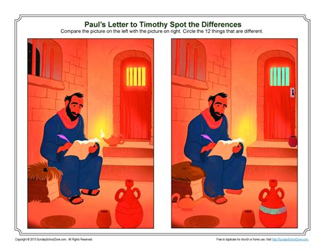 Pauls Letter To Timothy Spot The Difference Bible Activity