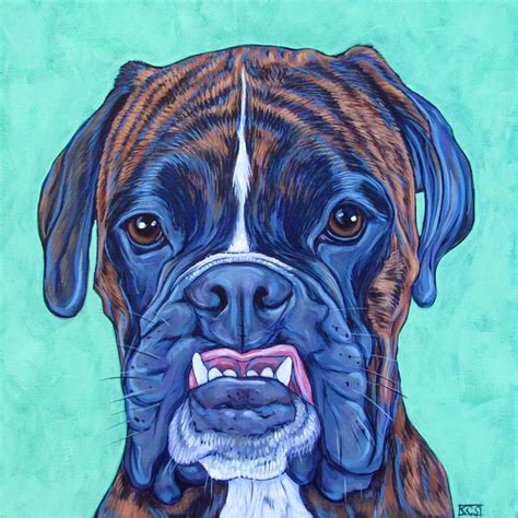 Baily The Brindle Boxer Dog Custom Pet Portrait Painting In Acrylic On