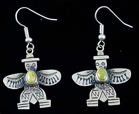 Item 600P Navajo Turquoise Closed Eye Knifewing Earrings By V Begay