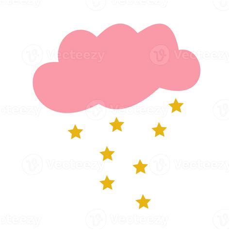Pink Cloud With Rain Star 18760307 Png