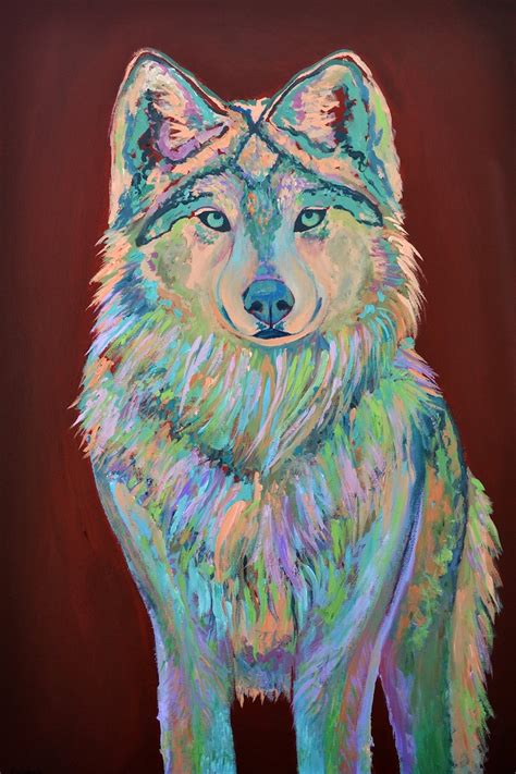 Wolf Mystical Wolf Colorful Wolf Colorful Animal Painting Etsy Australia