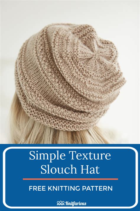 Simple Texture Slouch Hat: Free Knit Pattern | Slouch hat knit pattern, Circular knitting ...
